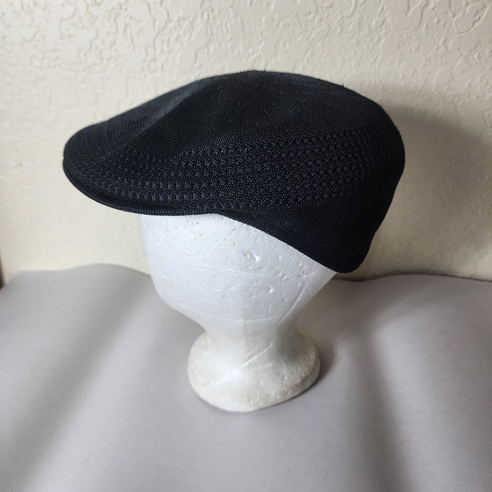 Kangol Ventair 504 Cap Black Knit Flat Cap Mens Size Large 0290BC